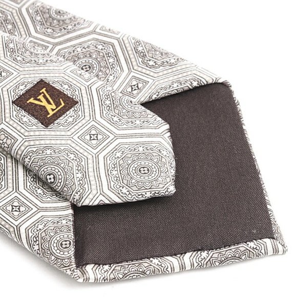 Louis Vuitton tie for men, Monogram Flower, Silk, Brown Grey, - Picture 3 of 10